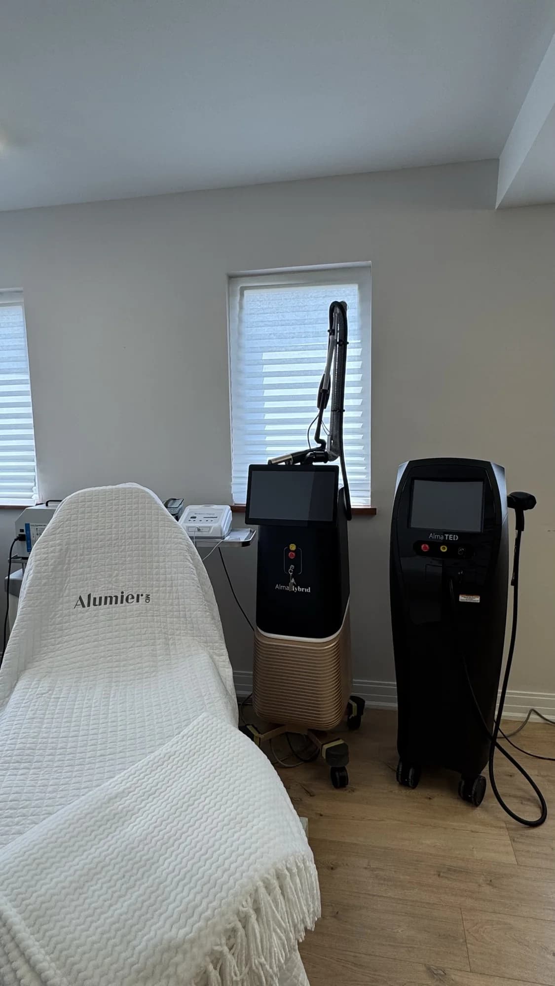 Private treatment room with Alma Hybrid and TED equipment at Derma Contour Ottawa